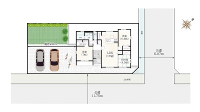 建物参考プラン例　建物参考プラン例　3LDK+WIC+パントリー、土地価格3108万円、土地面積240.44㎡、建物価格1980万円、建物面積84.46㎡