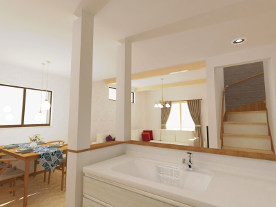 内観イメージパース
キッチンから見たリビング
（※あくまでイメージです。オプション等を含む場合がございます。）